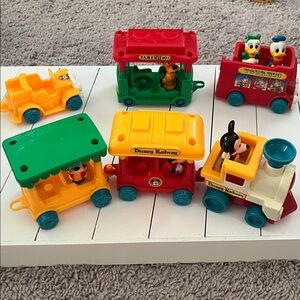 Vintage Disney Colorful Toy Train Set with Characters